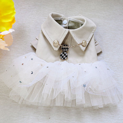 Roupa de Luxo para Cães Roupa de Princesa em Couro Preto Impermeável Outono Inverno para Cães Pequenos e Grandes Menina Menino Casaco XS XL Trajes Elegantes