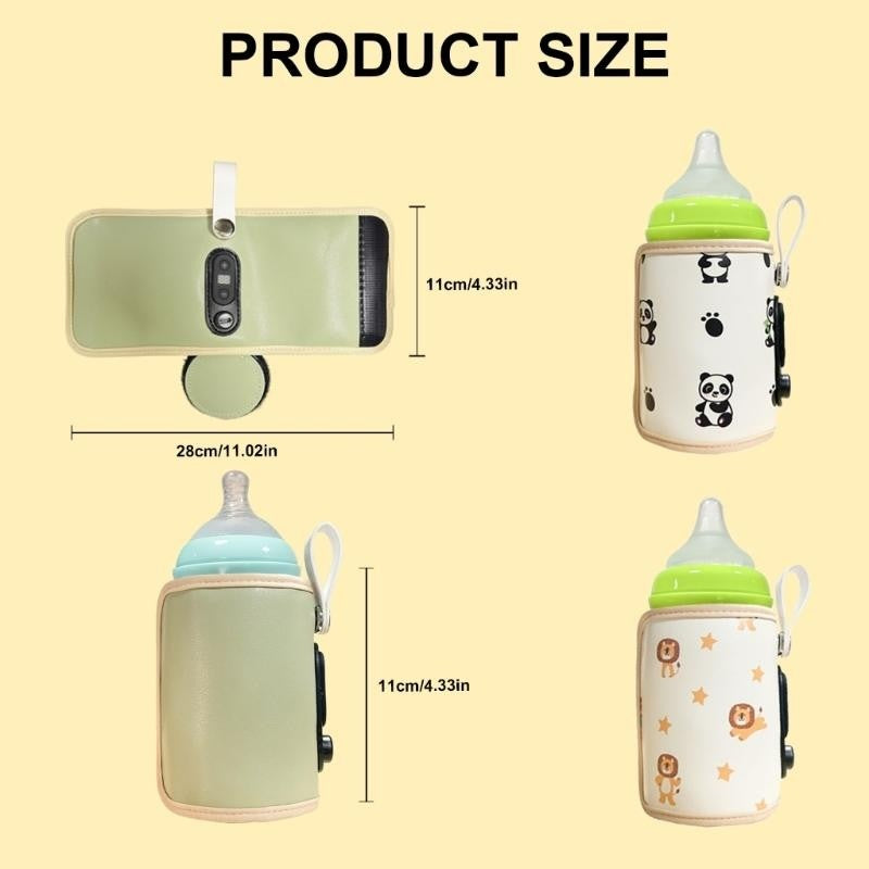 J15U Portable Baby Milk Heat Keeper Baby Bottle Warmer Bag 6 Gears Adjustable Travel Bottle Warmer Cover USB Bottle Warmer