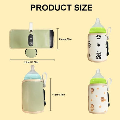 J15U Portable Baby Milk Heat Keeper Baby Bottle Warmer Bag 6 Gears Adjustable Travel Bottle Warmer Cover USB Bottle Warmer