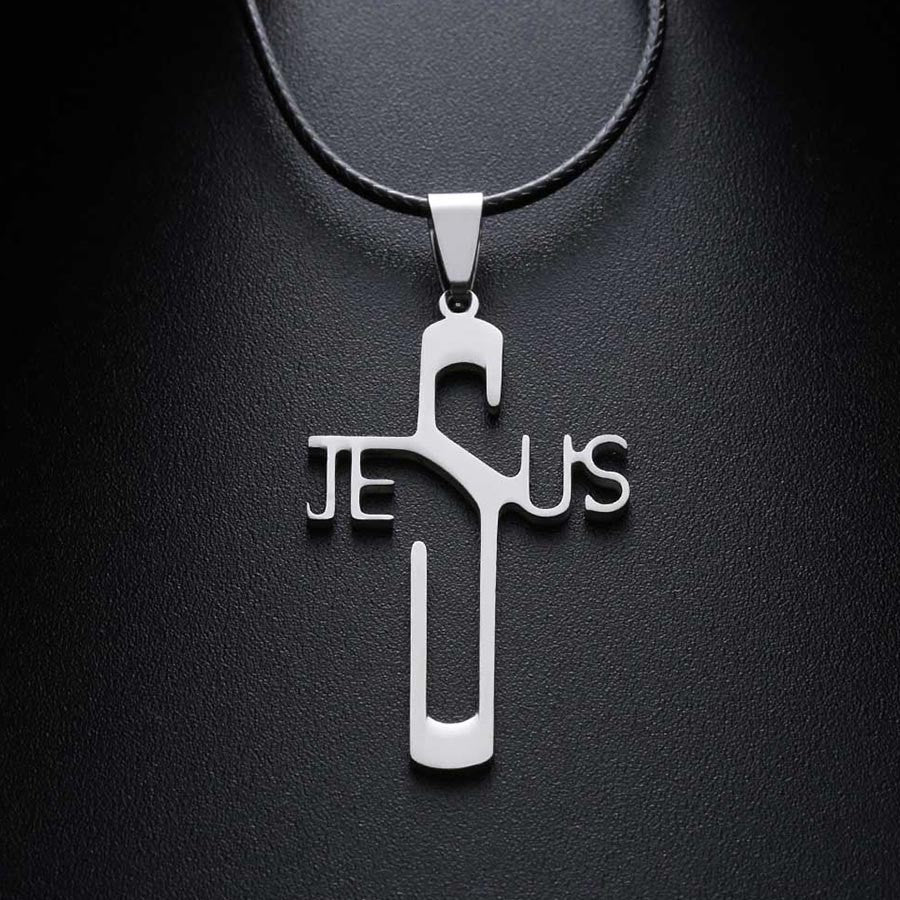 Christian Jesus Cross Pendant Necklaces Stainless Steel Never Fade Pendants Rope Chain Religious Necklace Drop Shipping Jewelry