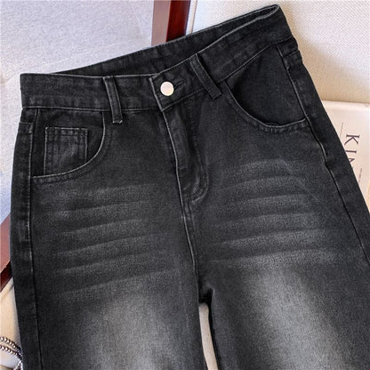 Winter Thick Women's Fleece Straight Jeans Casual Comfortable Soft Velvet Slim Pants Vintage Wide Plush Denim Trousers