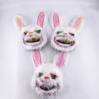 Novelty LED Bloody Furry Bunny Rabbit Bear Mask Realistic Scary Horror Killer Adult Masquerade Cosplay Costume Accessory