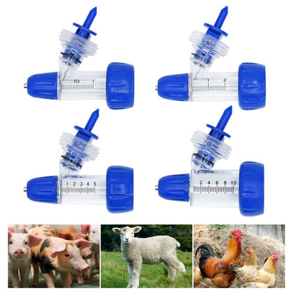 Seringa Contínua Veterinária Automática 1/2/5/10ml Injetor Ajustável de Vacina para Animais Acessórios de Injeção para Gado Ovinos Bovinos