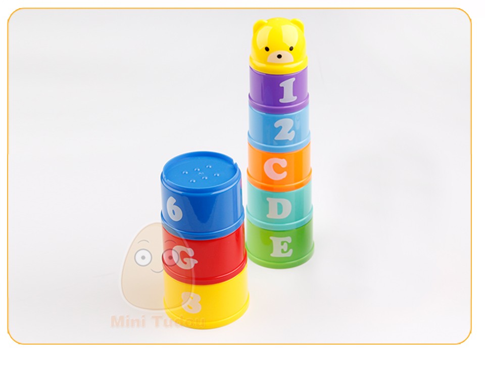 9PCS Educational Baby Toys 6 Month+ Figures Letters Foldind Stack Cup Tower Children Early Intelligence