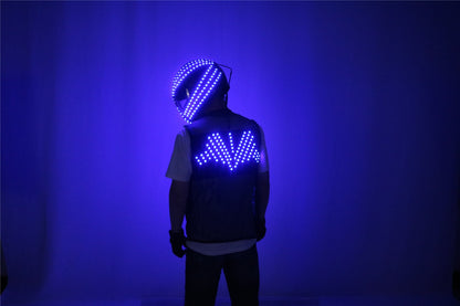 LED Robot Suit Stage Dance Costumes, Light Up Jacket, Strobe Luminous Clothing, Christmas and Halloween Party
