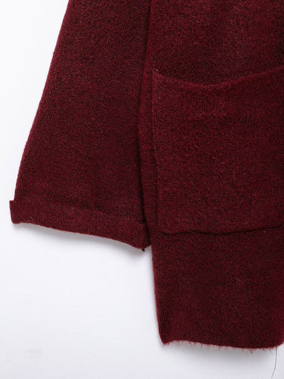 Women's Fashion Scarf Short Knit Coat Jacket Loose Warm Long Sleeve Two Pieces Solid Color High Street O-Neck Outerwear