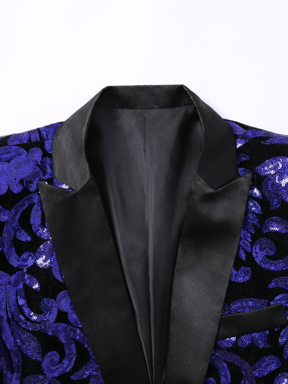Shiny Sequin Embellished Single Button Stage Performance Outerwear in Blue Gold Green Purple Options for Men's Red Suit Jacket