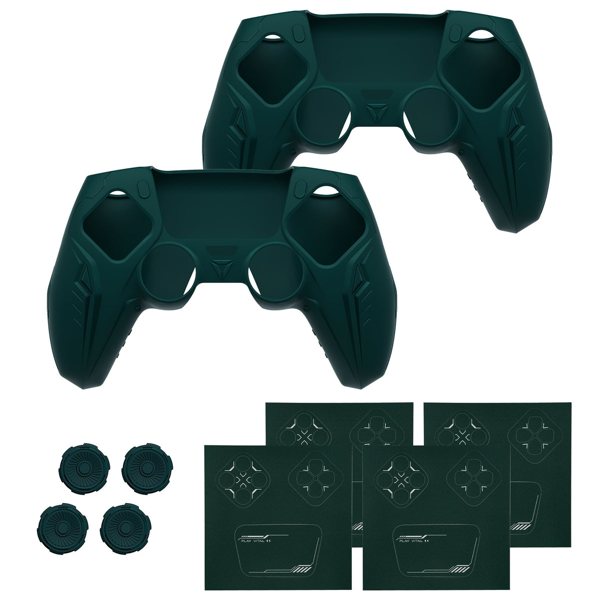 PlayVital Silicone Grip Case for PS5 Controller - Futuristic CyberMech Design Cover Compatible with PS5 Official Charging Dock