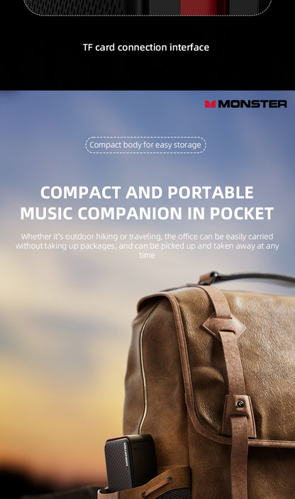 Caixa de Som Portátil Sem Fio Monster DS01 Outdoor BT V6.0 IP67 à Prova d'Água 1500mAh Mini Subwoofer de Alta Fidelidade Acústica Personalizada