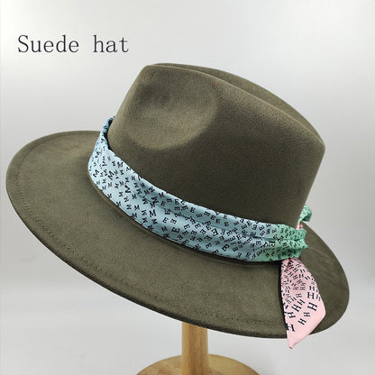 Chapéu Fedora Pintado à Mão Masculino e Feminino Chapéu Panamá Moda Primavera Outono com Pena Envolta Chapéu Fedora de Lã com Aba Grande