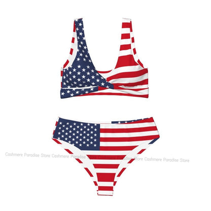 Usa Flag Women Bikini Set Swimsuit Push Up Female Swimwear Bathing Suit