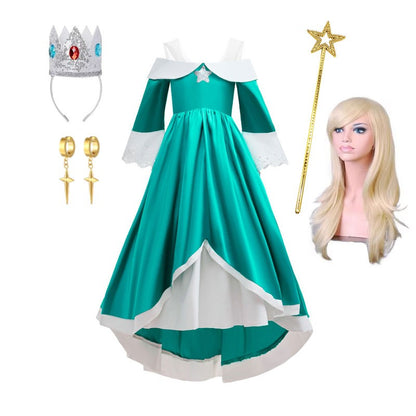 Kids Rosalina Peach Princess Dress Girls Halloween Disguise Cosplay 2026 New Movie Costume Birthday Vestido Halloween Carnival