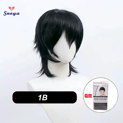 Perucas Curtas Sintéticas Snoya com Franja Corte Pixie Peruca Desfiada para Festa Cosplay para Homens e Mulheres Rosa Vermelho Verde Roxo Estilo Coreano Peruca Masculina