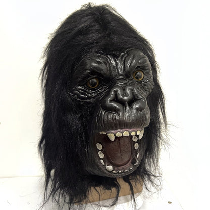 Black Realistic Gorilla Latex Mask for Halloween Party Cosplay Costume Prop Full Face Animal Headgear
