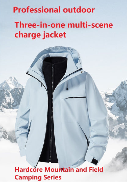 Hiking Jacket Waterproof Women Men 3 in 1 Two-Piece Detachable Windproof Waterproof Mountaineering Ski Jackets Men 2025 New