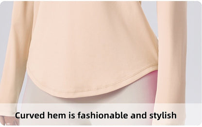 Naked Spring and Autumn Round Neck Fitness Yoga Clothing, Slimming and Slimming Base, Sports Top, Pilates Long Sleeve, Female