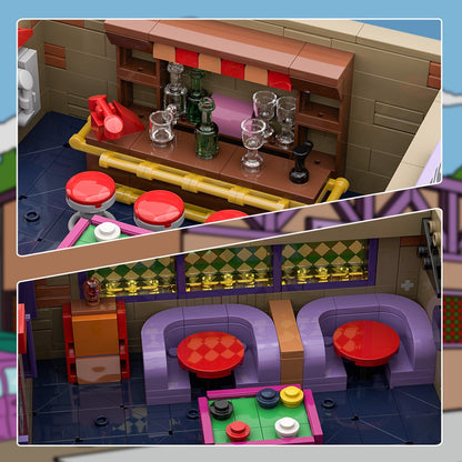 MOC Simpsonized Anime Taverna do Moe Blocos de Montar Modelo Taverna do Moe de Springfield Brinquedo de Montar Tijolos Modulares Presentes de Aniversário para Crianças