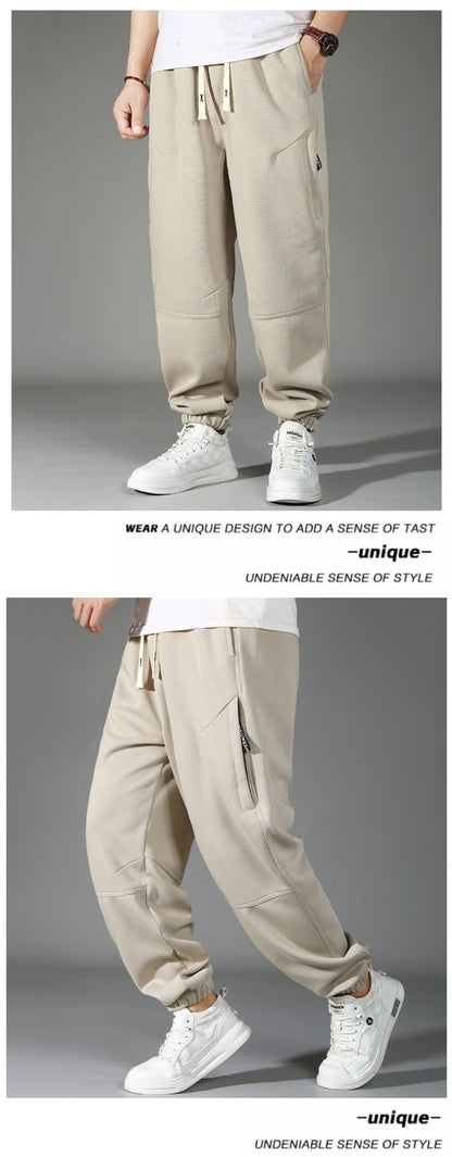 Calça Masculina Plus Size Grande Cintura Elástica Solta Jogger Masculina Primavera Moletom Plus Size Calça Esportiva Folgada