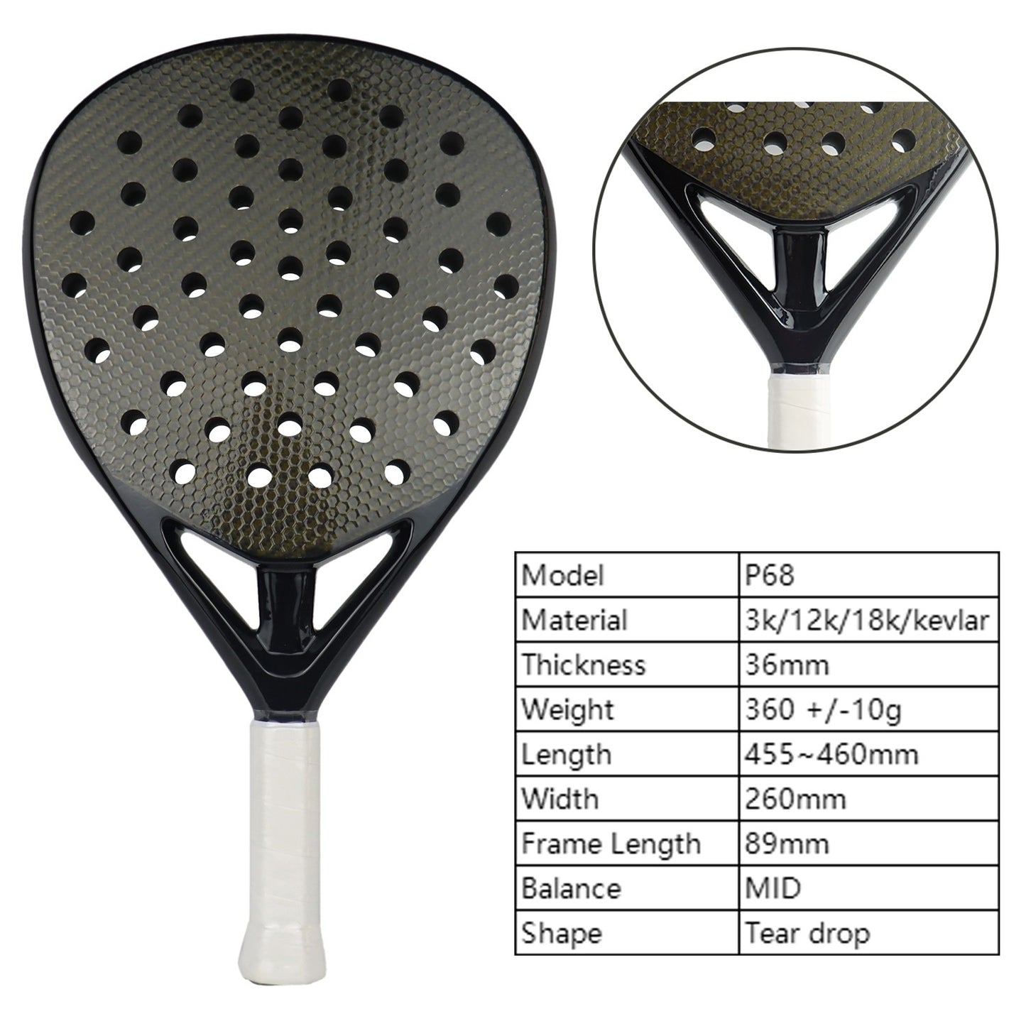 Raquetes de Padel de Carbono Profissionais 3K/12K para Homens, Superfície Áspera com Núcleo de Espuma de Memória Macia em EVA para Treinamento