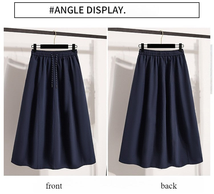 Korean Style Casual Versatile Long Skirt Plus Size Skirts Women 2025 Autumn New Fashionable High Elastic Waist A Line Skirt