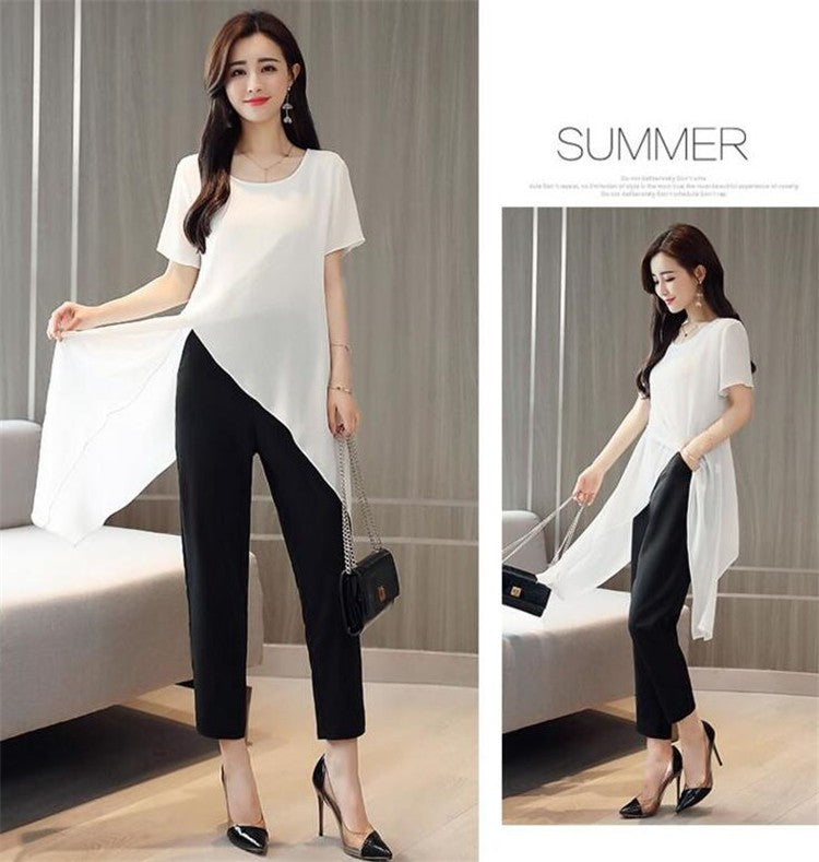 New 2025 Summer Fashion New Solid Color Split Chiffon Shirts Loose Irregular Shirts Tops Thin Blouses Woman Red blusas femininas