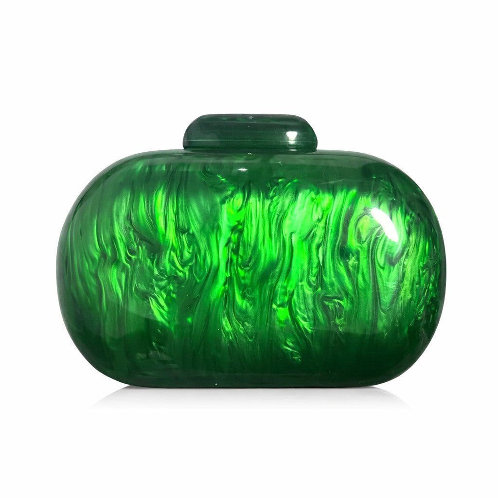 Women's Oval Shell Goose Egg Acrylic Clutch Bag Ladies Shoulder Crossbody Handbag with Chain Magnetic Buckle Closure Mini Purses