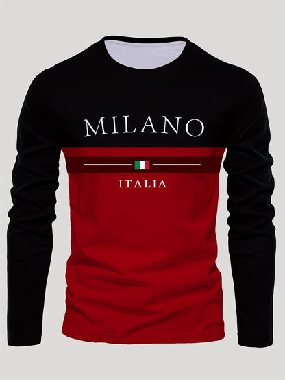 Men's Outdoor Leisure Sports Long Sleeve T-Shirt Crew Neck Autumn Bottom Shirt Machine Washable Versatile Fashion