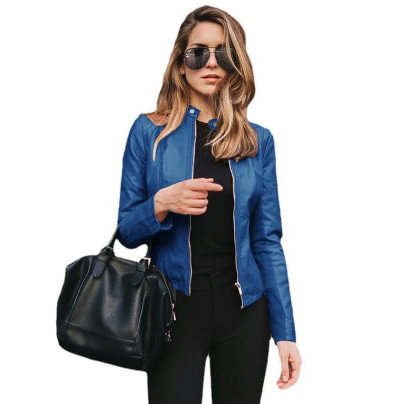 New Women Slim Faux Leather Jacket High Street Classic Moto Biker PU Leater Jacket New Spring Autumn Basic Zipper Coat Outerwear