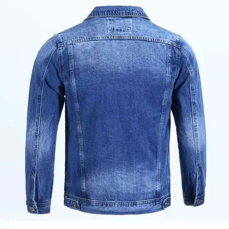 Blue Male Jean Coats Button Pocket Men's Denim Jacket Autumn Cowboy G Winter Oversize Branded Size L Outwear Clothing New in Y2k