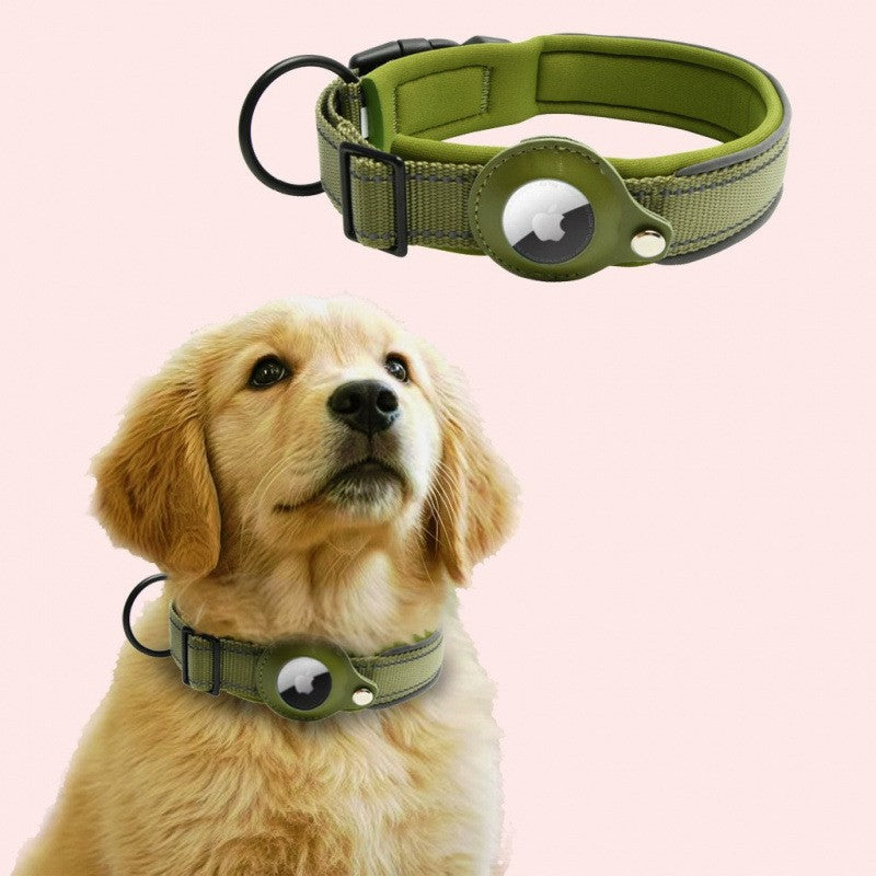 Coleira de cachorro AirTag, coleira reflexiva, coleiras acolchoadas, suporte para AirTag, coleira ajustável para cães pequenos, médios e grandes