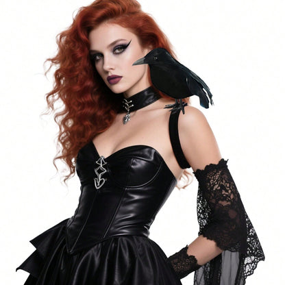 Halloween Realistic Crow Statue Shoulder Strap Style for Halloween Party Indoor Outdoor House Garden Decoration Christmas Party