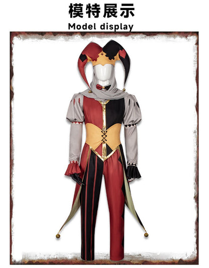 Kingdom of Marionettes Jestyn Cosplay Costume Gothic Jester Uniform Halloween Party Roleplay Outfit With Hat Mask