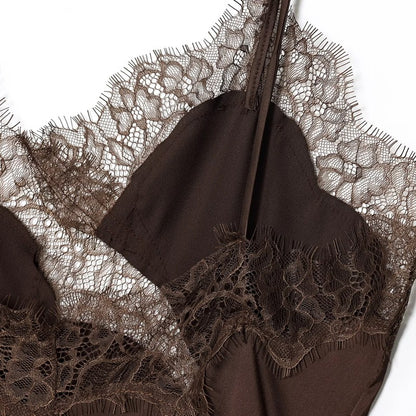 HXAO Female Lace Dress Sleeveless Slip Short Dresses Women Summer Asymmetric Elegant Night Dresses Backless Sexy Evening Dress