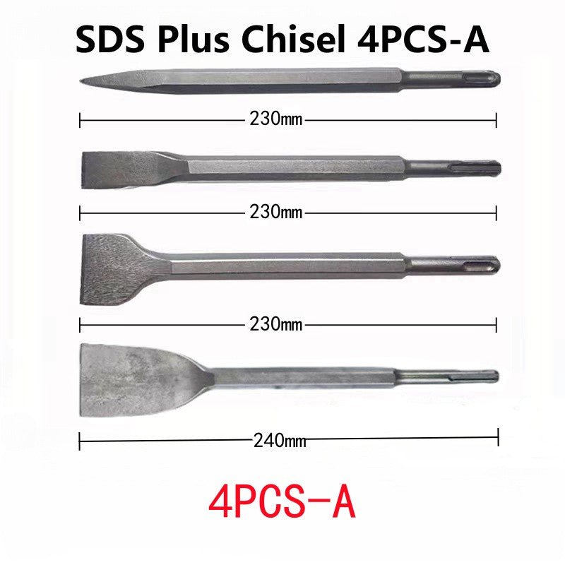 Conjunto de Formões de 250mm Haste SDS Plus Broca de Martelo Elétrico Formão de Ponta, Ranhura e Plano Ferramentas de Alvenaria para Parede de Concreto, Tijolo e Rocha