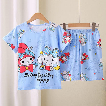 Summer Children's Pajamas Short Sleeve Girls' Cartoon Big Boys' Home Furnishing Set