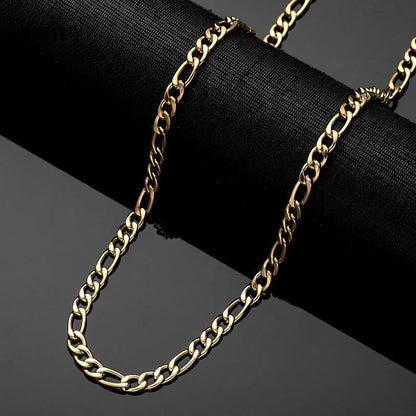Colar Masculino de Aço Inoxidável Elo Corrente Figaro para Mulheres de Alta Qualidade Choker Impermeável Acessórios de Joias Cor Prata Presente