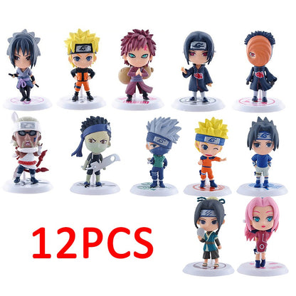 6 Unidades/Lote Versão Q NARUTO Sasuke Gaara Uchiha Madara Boneco 7-8cm 2 Estilos Base de Personalidade Mini Estatuetas Decoração Boneca Presentes