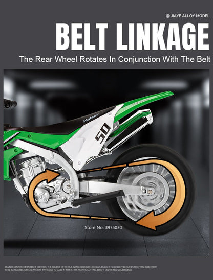1:12 Kawasaki KX450 Motorcycle Car Toy Model Alloy Diecast Wheel Steering Miniature Mountain Off-road Motorcycles Boys Xmas Gift