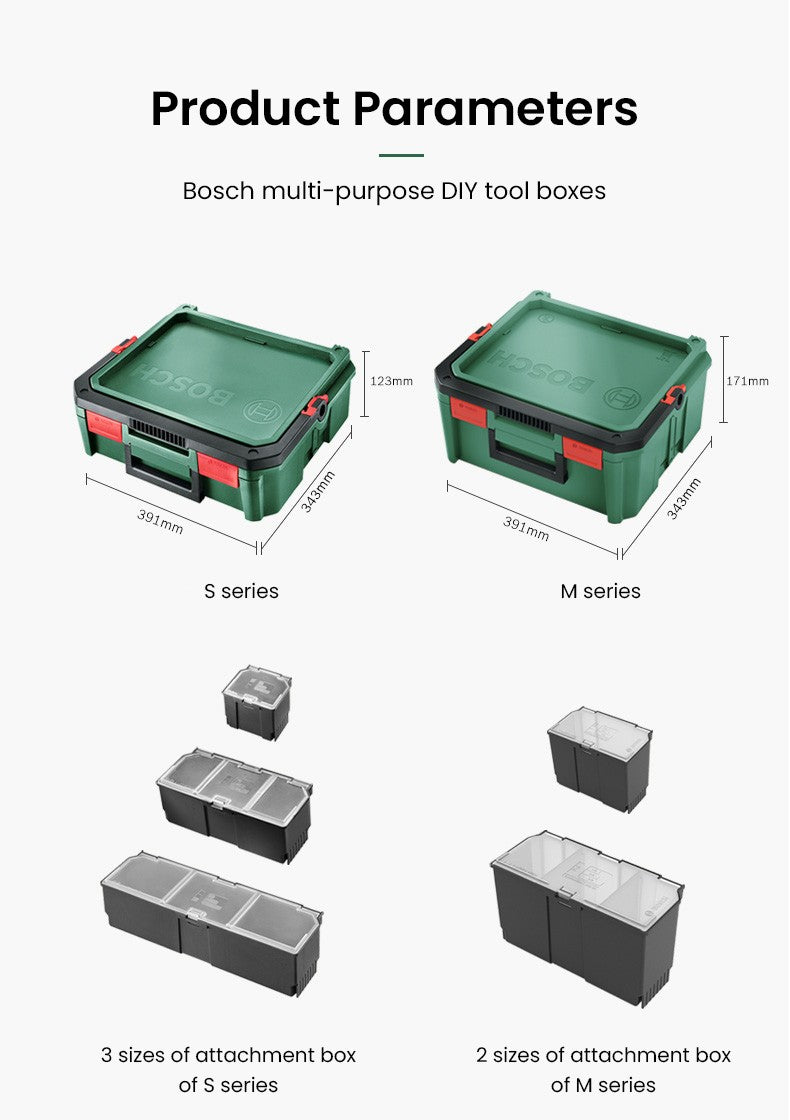 Conjunto de caixas de ferramentas empilháveis Bosch System Box, caixa de ferramentas multifuncional empilhável