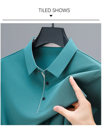 BROWON New Collection 2025 Golf Shirts Mens Short Sleeve Solid Color Turn Down Collar Business Plain Shirt for Man