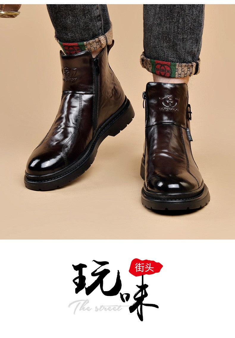 British-style Men's Casual Retro Chelsea Boots for Men Autumn Winter Cow Leather Shoes Male Fashion New Designer Ankle Boots Man