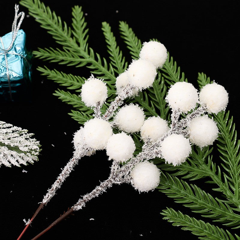 5/200pcs Artificial White Berry Stem Frosted Christmas Berries Branch Snow Tipped Stems Twigs Wreath Xmas Tree Fillers Ornament