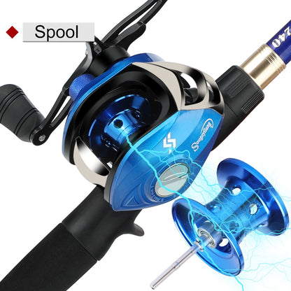 Sougayilang 1.8-2.4m Fibra de Carbono Vara de Pesca Telescópica e Molinete Combo de Alta Qualidade Vara de Pesca de Arremesso 18+1BB Conjunto de Pesca com Molinete