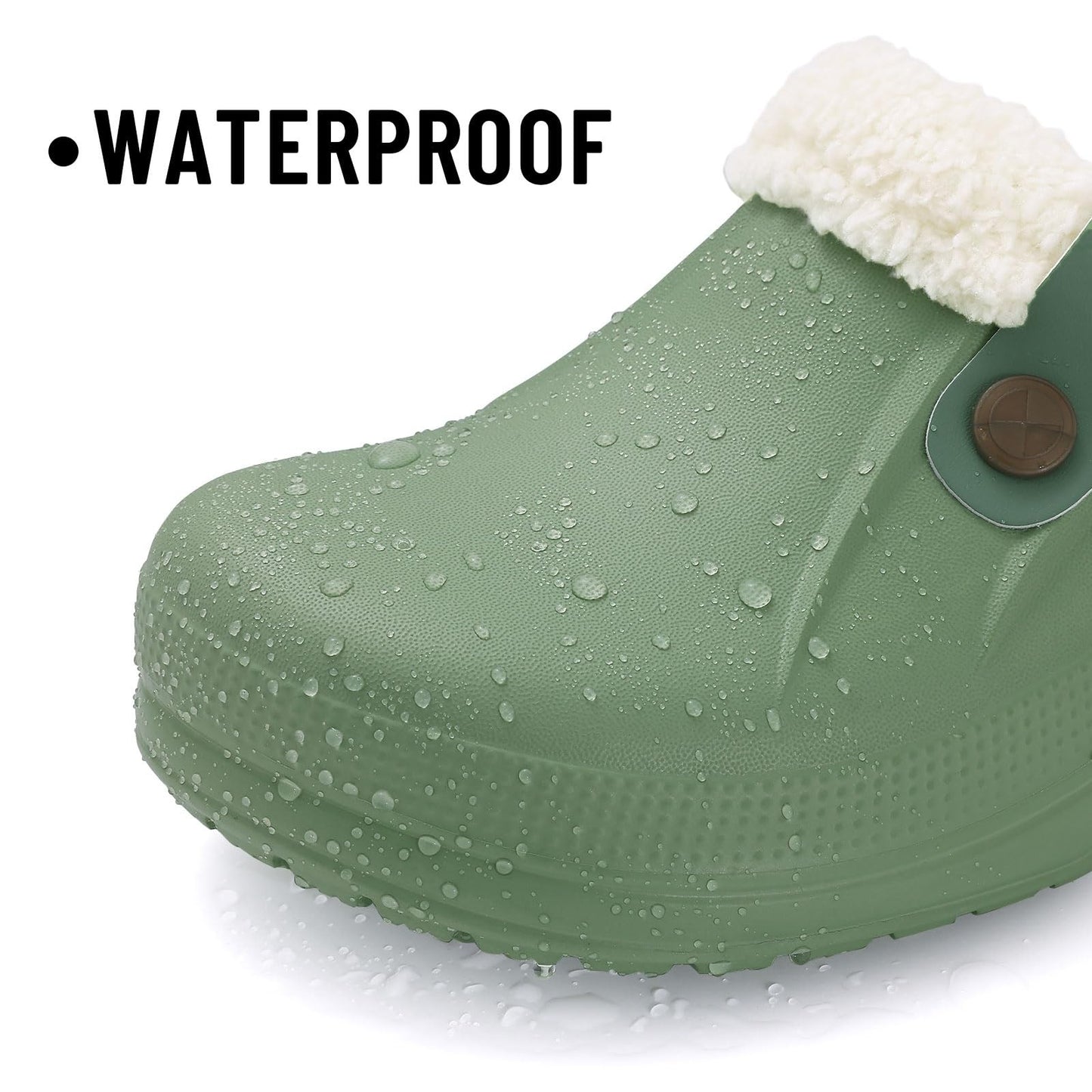 Kidmi Fur Lined Clogs Slippers For Women Classic Winter Waterproof House Slippers For Women With Padded Shoes EVA Garden Shoes