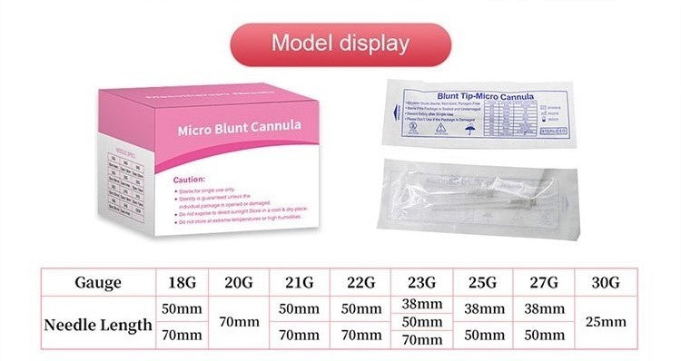 Sterile 22G 50mm 25G 50mm Micro Blunt Cannula Disposable  Blunt Tip Needle Stainless Steel Micro Cannula