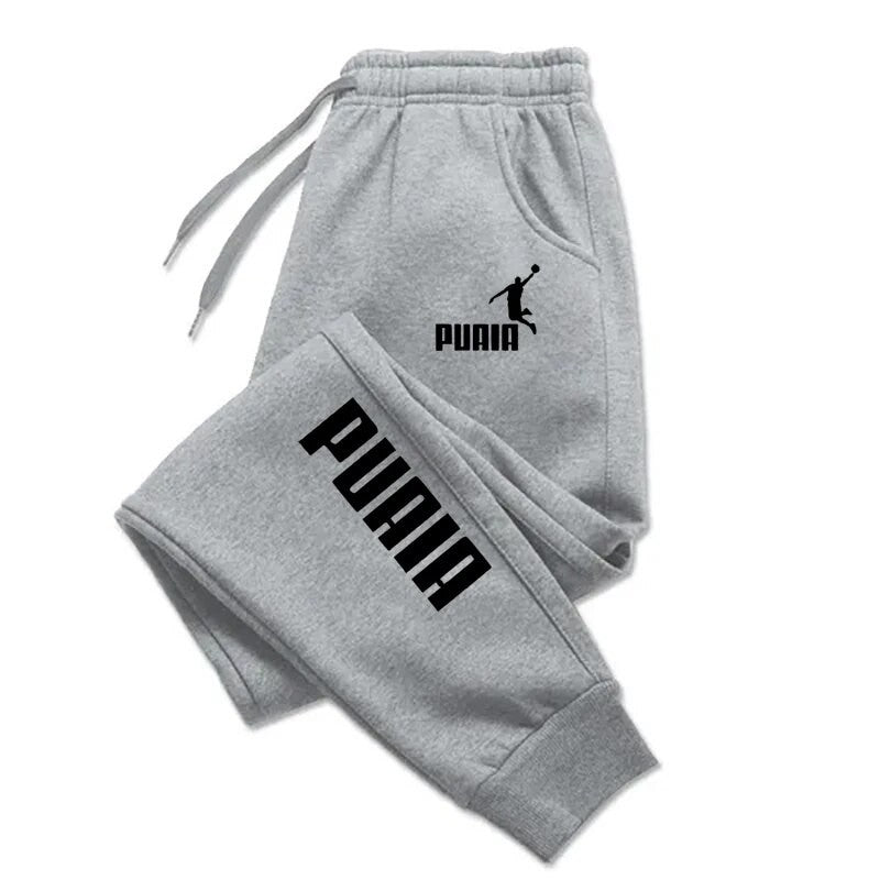 Calça de moletom masculina estampada PUAIA, calça de corrida primavera outono, fitness, caimento folgado, roupa de cor sólida, calça streetwear