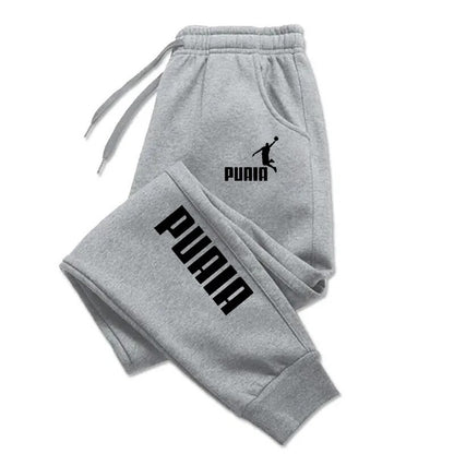 Calça de moletom masculina estampada PUAIA, calça de corrida primavera outono, fitness, caimento folgado, roupa de cor sólida, calça streetwear