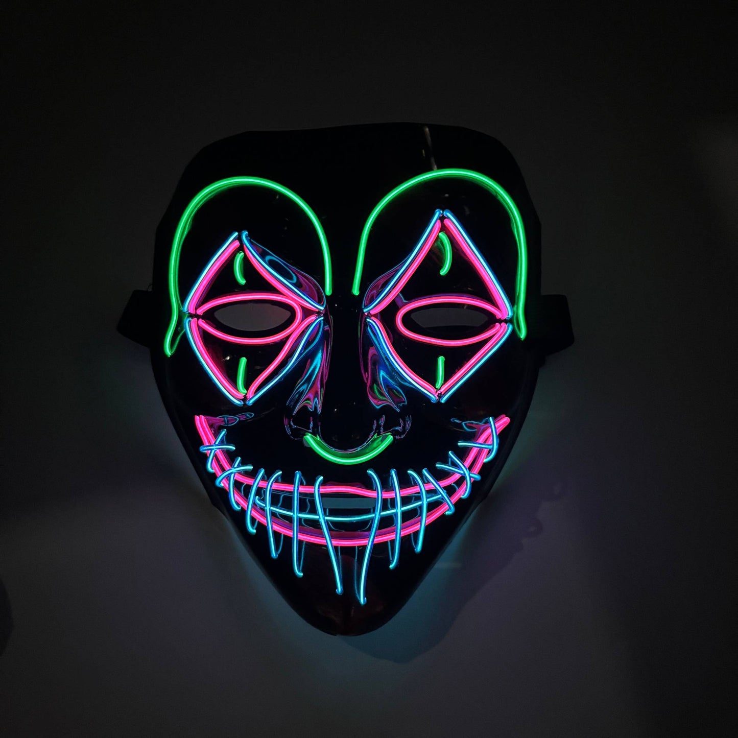 LED Killer Mask Halloween Dance Scary Theme Party Cosplay Costume Props LED Double Star Eyes Mask Glowing Colorful Creepy Mask