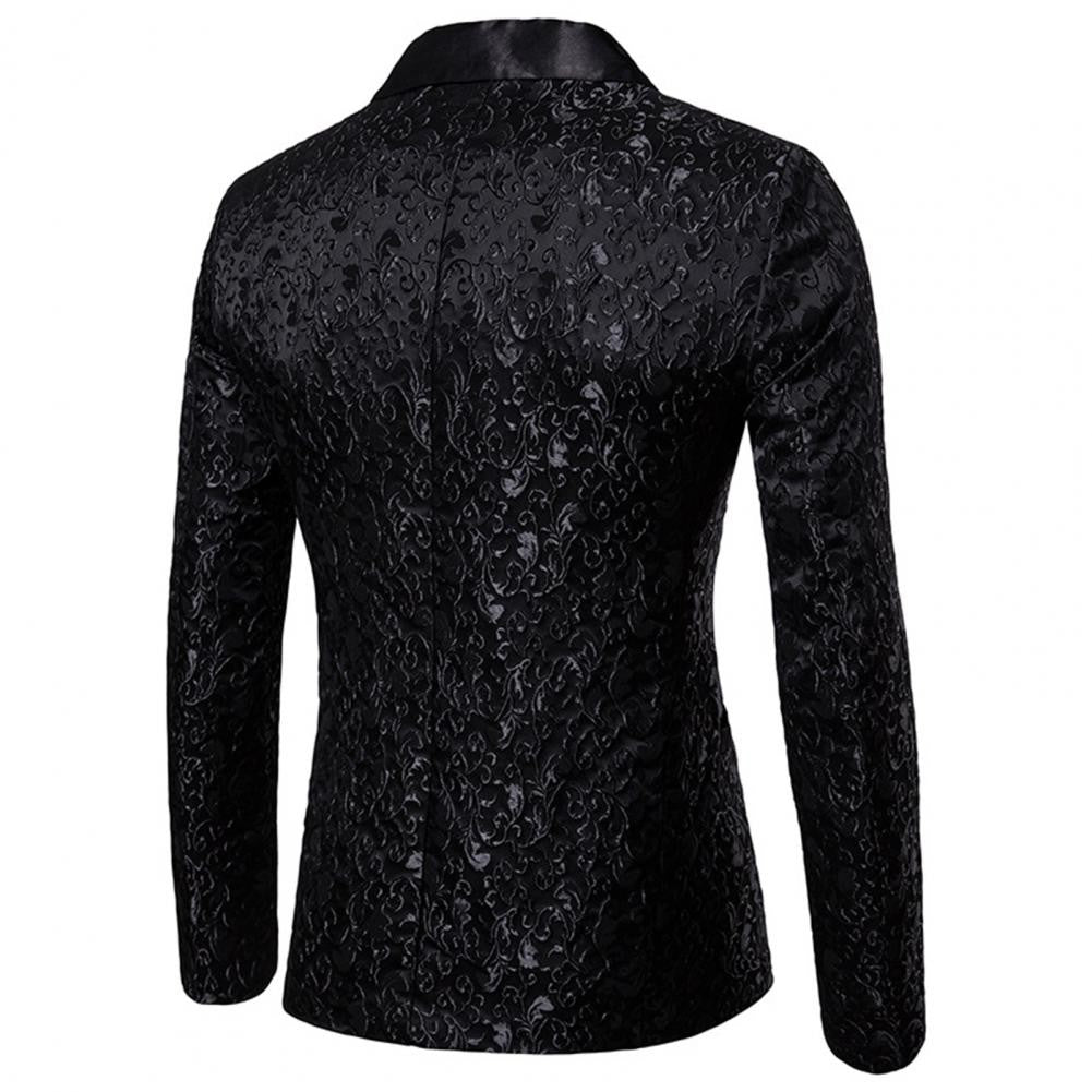 Luxury Men Jacquard Single Button Slim Fit Turndown Collar High Quality Wedding Banquet Men Jacket Coat