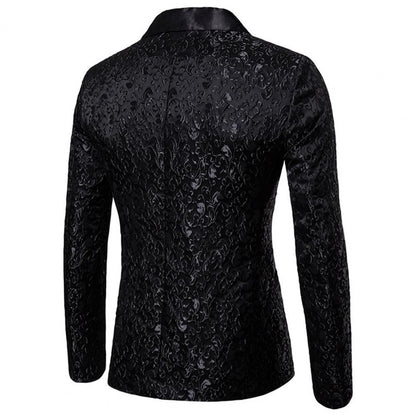 Luxury Men Jacquard Single Button Slim Fit Turndown Collar High Quality Wedding Banquet Men Jacket Coat